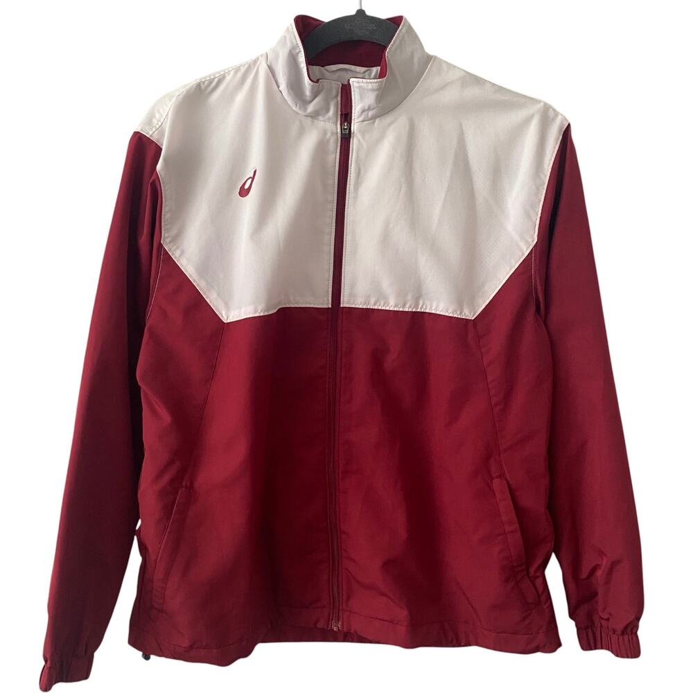 ASICS NWOT Junior's Upsurge Warm Up Track Jacket Size XL Red White Full Zip